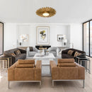 Golden Sunburst 2 Light Flush Mount Lighting