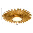 Golden Sunburst 2 Light Flush Mount Lighting