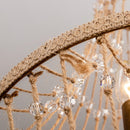 Modern Beaded Basket Weathered Wood 4-Light Chandelier