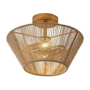 Farmhouse 2-Light Flush Mount Lighting with Rattan Rope