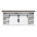 68" Farmhouse TV Stand with Double Sliding Barn Doors for Living Room