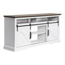 68" Farmhouse TV Stand with Double Sliding Barn Doors for Living Room