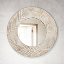 Traditioanl Wood Round Mirror Wall Decor