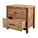 Rustic Solid Wood Farmhouse Brown 2-Drawer Nightstand