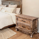 Farmhouse Wooden 2- Drawer Nightstand Side Table in Brown