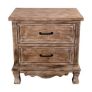 Farmhouse Wooden 2- Drawer Nightstand Side Table in Brown