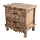 Farmhouse Wooden 2- Drawer Nightstand Side Table in Brown