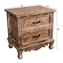 Farmhouse Wooden 2- Drawer Nightstand Side Table in Brown