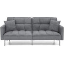 Modern Grey Linen Split-Back Futon Sofa Bed Couch