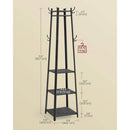 Modern Farmhouse Black Metal Coat Rack Entryway Hall Tree with Grey Wood Shelves