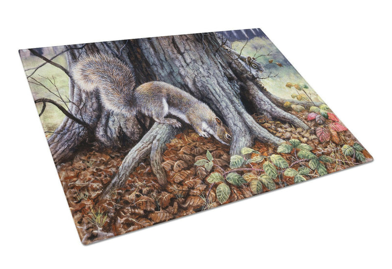 Grey Squirrels around the Tree Glass Cutting Board Large BDBA0260LCB