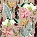 Contemporary Beige Floral Wallpaper Chic