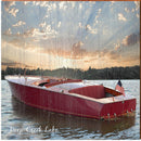 Deep Creek Lake Vintage Boat Sunset | Wall Art Print on Real Wood