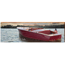 Welcome to Deep Creek Lake Vintage Boat Sunset | Wall Art Print on Real Wood