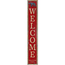 Welcome Deep Creek Lake Black Bear Red Vertical Sign | Wall Art Print on Real Wood