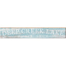 Deep Creek Lake White/Blue Minimal Latitude Longitude | Wall Art Print on Real Wood
