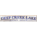 Deep Creek Lake Blue/White Minimal Latitude Longitude | Wall Art Print on Real Wood