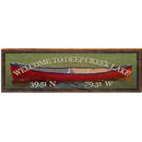 Welcome to Deep Creek Lake Red Canoe Latitude Longitude | Wall Art Print on Real Wood