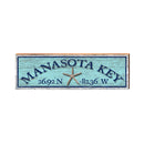 Manasota Key Starfish Blue Latitude Longitude | Real Wood Art Print