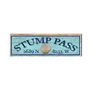 Stump Pass Shell Blue Latitude Longitude | Real Wood Art Print