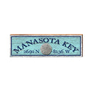 Manasota Key Sand Dollar Blue Latitude Longitude | Real Wood Art Print