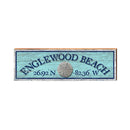 Englewood Beach Sand Dollar Blue Latitude Longitude | Real Wood Art Print