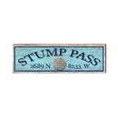 Stump Pass Sand Dollar Blue Latitude Longitude | Real Wood Art Print