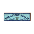 Englewood Beach Sea Turtle Blue Latitude Longitude | Real Wood Art Print