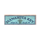 Manasota Key Sea Turtle Blue Latitude Longitude | Real Wood Art Print