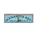 Manasota Key Mermaid Blue Latitude Longitude | Real Wood Art Print