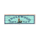 Englewood Mermaid Green Latitude Longitude | Real Wood Art Print