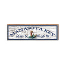 Manasota Key Mermaid White Shabby Latitude Longitude | Real Wood Art Print