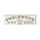 Englewood Shell Minimalist White Latitude Longitude | Real Wood Art Print
