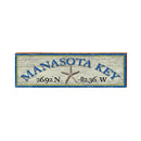 Manasota Key Starfish Blue/Yellow Latitude Longitude | Real Wood Art Print