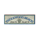 Englewood Beach Sea Turtle Blue/Yellow Latitude Longitude | Real Wood Art Print