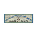 Englewood Beach Starfish Blue/Yellow Latitude Longitude | Real Wood Art Print