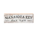 Manasota Key Minimalist White Latitude Longitude | Real Wood Art Print