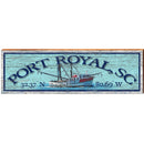 Port Royal, SC Shrimp Boat Blue Latitude Longitude | Wall Art Print on Real Wood