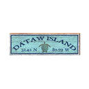 Dataw Island Sea Turtle Blue Latitude Longitude | Real Wood Wall Art Print