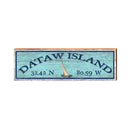 Dataw Island Sailboat Blue Latitude Longitude | Real Wood Wall Art Print