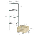 Beige Galvanized Open Bottom Raised Garden Bed Planter with Tomato Cage Trellis