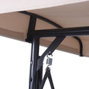 Beige Adjustable 3 Seat Cushioned Porch Patio Canopy Swing Chair