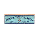 Ortley Beach Starfish Blue Latitude Longitude | Real Wall Art Print | Wall Art Print on Real Wood