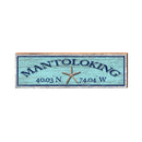 Mantoloking Starfish Blue Latitude Longitude | Real Wall Art Print | Wall Art Print on Real Wood