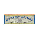 Ortley Beach Sand Dollar Blue/White Latitude Longitude | Real Wall Art Print | Wall Art Print on Real Wood