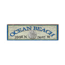 Ocean Beach Sand Dollar Blue/White Latitude Longitude | Real Wall Art Print | Wall Art Print on Real Wood