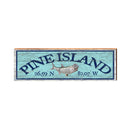 Pine Island Fish Latitude Longitude Sign | Wall Art Print on Real Wood