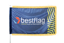 Custom Flag with Pole Sleeve and Gold Fringe
