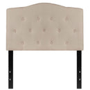 Twin size Beige Fabric Upholstered Button Tufted Headboard