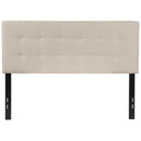 Full size Beige Taupe Fabric Box-Stitch Upholstered Headboard